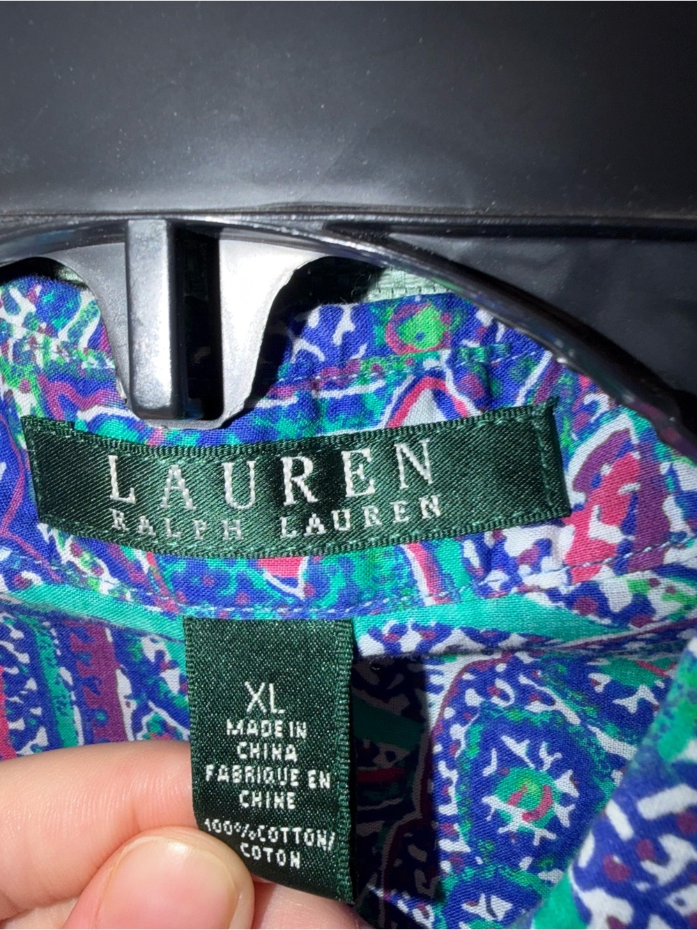 Lauren Ralph Lauren Paisley Button-Down Shirt in Blue, Green & Purple - Picture 4 of 4